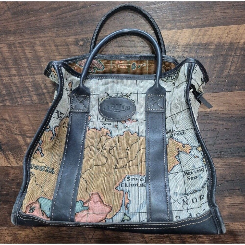 Vintage Orvis World Maps Tapestry  Women's Bag Purse Tote